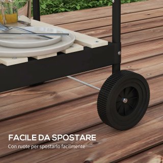 Barbecue a Carbonella Regolabile 3 Ripiani Nero