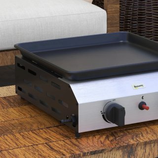Piastra Barbecue a Gas 2 Bruciatori Antiaderente