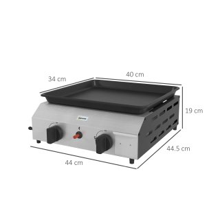 Piastra Barbecue a Gas 2 Bruciatori Antiaderente