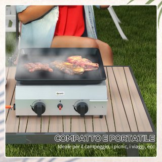 Piastra Barbecue a Gas 2 Bruciatori Antiaderente