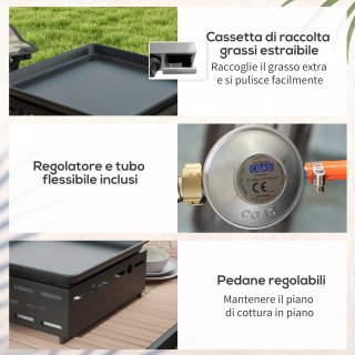 Piastra Barbecue a Gas 2 Bruciatori Antiaderente