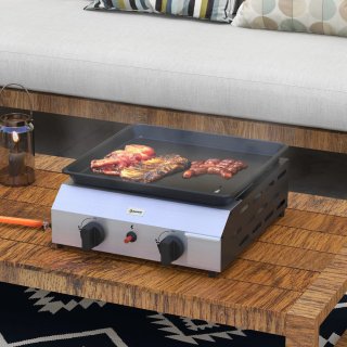 Piastra Barbecue a Gas 2 Bruciatori Antiaderente