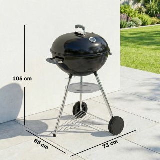 Barbecue a Carbone Rotondo con Coperchio e Ruote