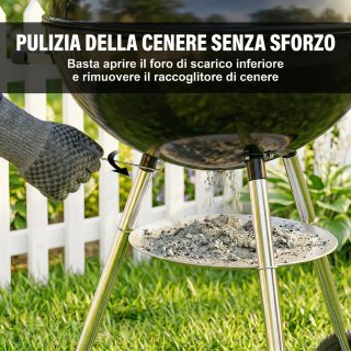 Barbecue a Carbone Rotondo con Coperchio e Ruote