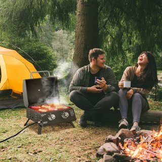 Barbecue a Gas con 2 Bruciatori e Termometro Nero