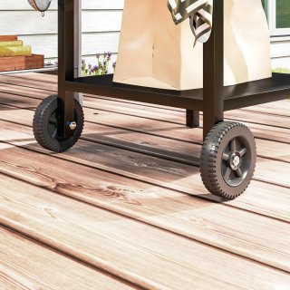 Carrello Barbecue con Piano in Acciaio Ruote Ganci