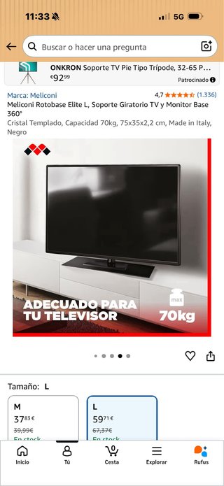 Soporte Giratorio TV/Monitor Meliconi L