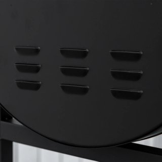 Barbecue in Acciaio Nero con 2 Griglie e Ruote