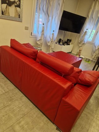 Divano in vera pelle rosso