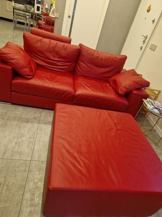 Divano in vera pelle rosso