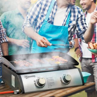 Piastra Barbecue a Gas da Tavolo 2 Bruciatori 6kW