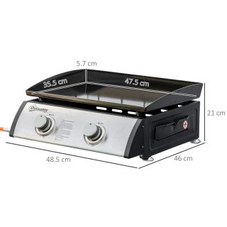 Piastra Barbecue a Gas da Tavolo 2 Bruciatori 6kW