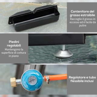 Piastra Barbecue a Gas da Tavolo 2 Bruciatori 6kW