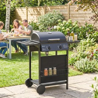 Barbecue a Gas 2 Bruciatori In Acciaio Inox Nero