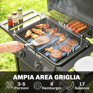 Barbecue a Gas 2 Bruciatori In Acciaio Inox Nero