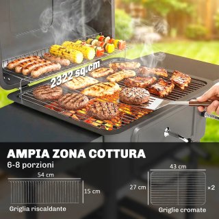 Barbecue a Carbone Portatile con Termometro Nero