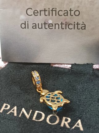 Charm Pandora Tartaruga Marina Blu e Oro