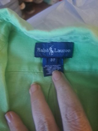 Camisa Ralph Lauren Verde. Talla 3 para niños