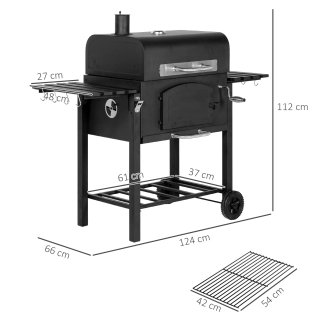 Barbecue da Giardino con Ruote e Affumicatore
