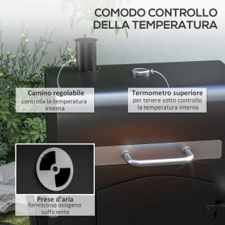 Barbecue da Giardino con Ruote e Affumicatore