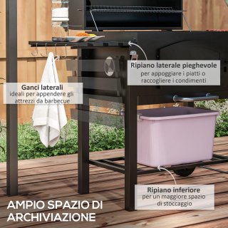 Barbecue da Giardino con Ruote e Affumicatore