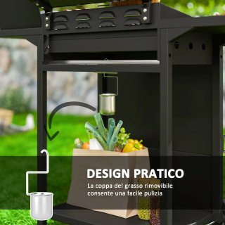 Barbecue a Gas con Bruciatori Indipendenti Nero