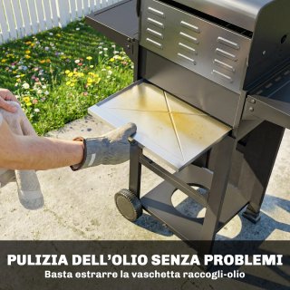 Barbecue a Gas Propano 2 Bruciatori Portatile Nero