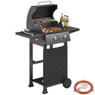 Barbecue a Gas Propano 2 Bruciatori Portatile Nero