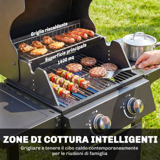Barbecue a Gas Propano 2 Bruciatori Portatile Nero