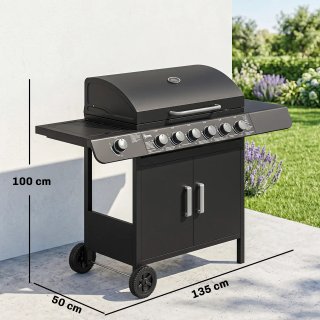 Barbecue a Gas con Coperchio 7 Bruciatori 20kW