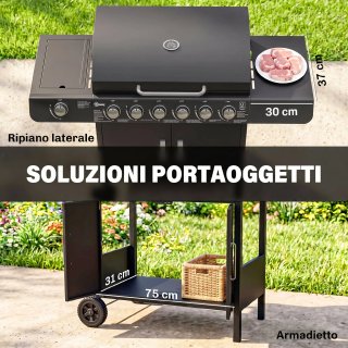 Barbecue a Gas con Coperchio 7 Bruciatori 20kW