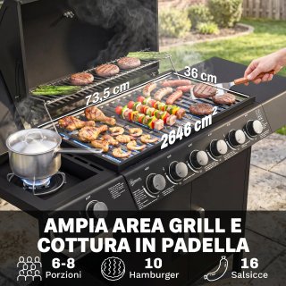 Barbecue a Gas con Coperchio 7 Bruciatori 20kW