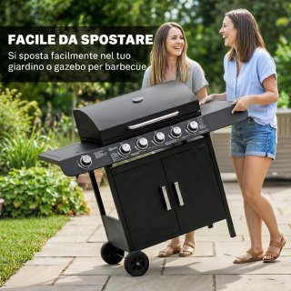 Barbecue a Gas con Coperchio 7 Bruciatori 20kW