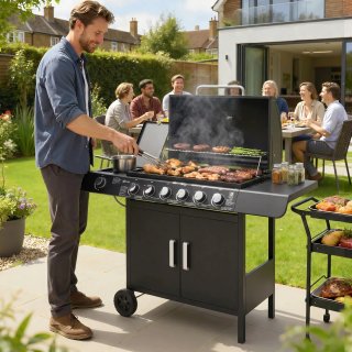 Barbecue a Gas con Coperchio 7 Bruciatori 20kW