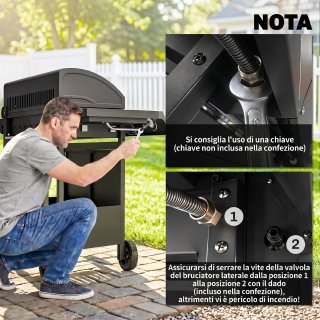 Barbecue a Gas con Coperchio 7 Bruciatori 20kW