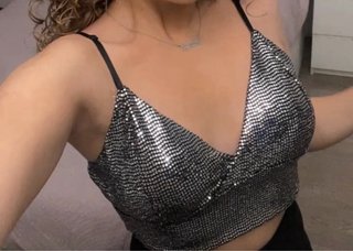 Top lentejuelas plateado ajustable