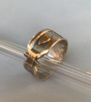 ANILLO CARTELA EGIPCIO PLATA Y ORO