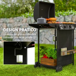 Barbecue Gas 3 Bruciatori Coperchio con Termometro