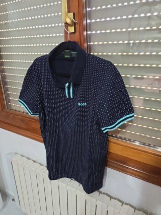 Polo Boss Azul con Puntos Blancos Talla M
