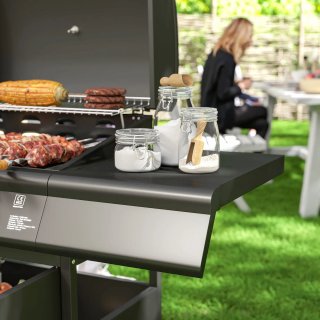 Barbecue a Gas con Fornello Laterale e Armadietto