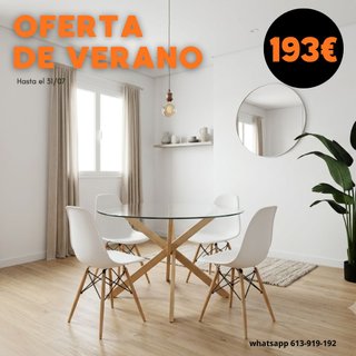 Comedor moderno mesa cristal y 4 sillas + Envio