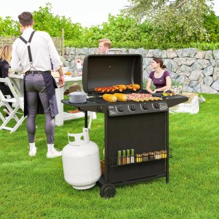 Barbecue Gas 4+1 Bruciatori con Termometro Nero