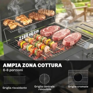 Barbecue a Carbone in Acciaio con Griglia Nero