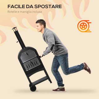 Forno Pizza Barbecue Carbone Portatile in Acciaio