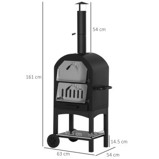 Forno Pizza Barbecue Carbone Portatile in Acciaio