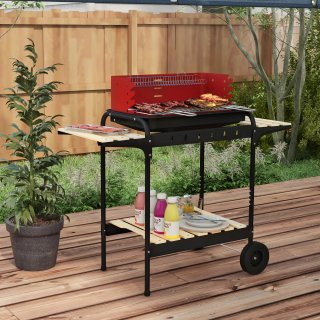Barbecue a Carbonella Rosso con Griglia Regolabile