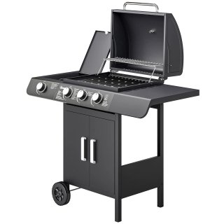 Barbecue a Gas Nero 4 Bruciatori con Fornello