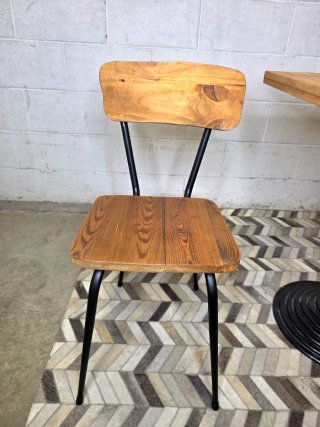 Mesa + sillas estilo bar madera natural y hierro