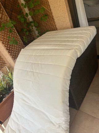 Butaca/Cama Tela Gris y Blanca