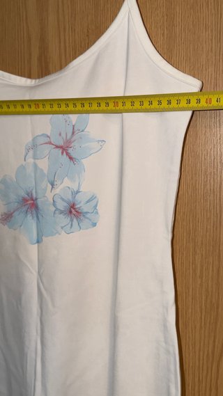 Vestido midi blanco flores azules Mango Talla